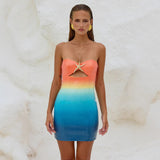 Sequined Printed Chest-wrapped Dress Women's Clothing